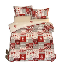 Christmas design printed Bed Duvet Stock Bed Sheet Cover 100% Polyester Printed Bedding Set Fabric